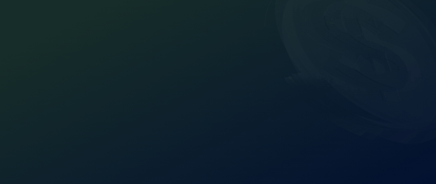 A dark teal-to-navy gradient background with a subtle, blurred coin design in the upper-right corner, representing finance and currency markets for Forex Trading Beginner.