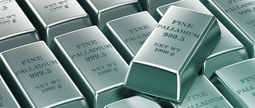 Shiny fine palladium bullion bars stacked together, representing precious metals trading, commodities investment, and physical asset management.