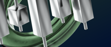 A 3D illustration of metallic candlestick charts and a green trend line, representing a simple forex strategy for technical analysis.