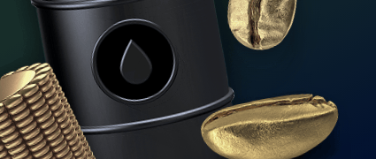 Gold, oil and commodity assets illustrating markets available through a CFD account