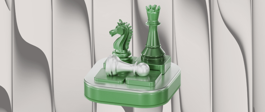 Chess pieces representing strategic interest rate hedging and financial risk management