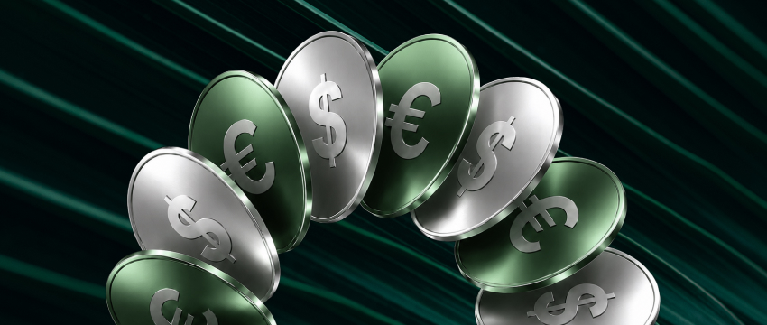 Currency symbols representing forex trading across global foreign exchange markets