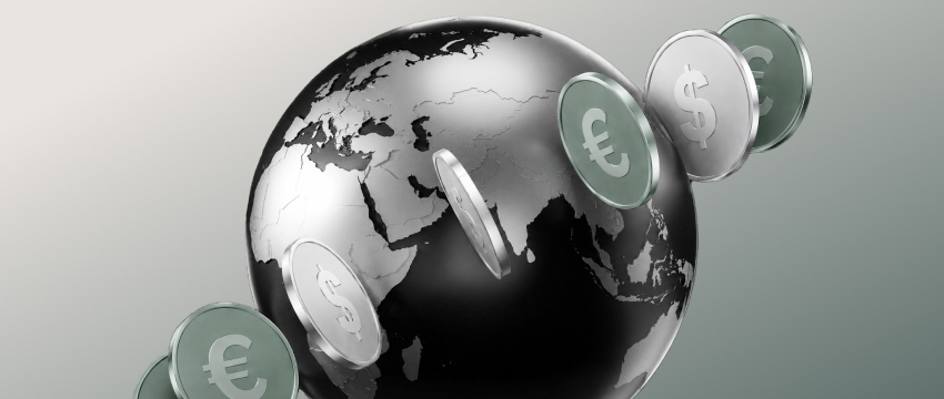 Global forex market with currency symbols representing international forex trading hours