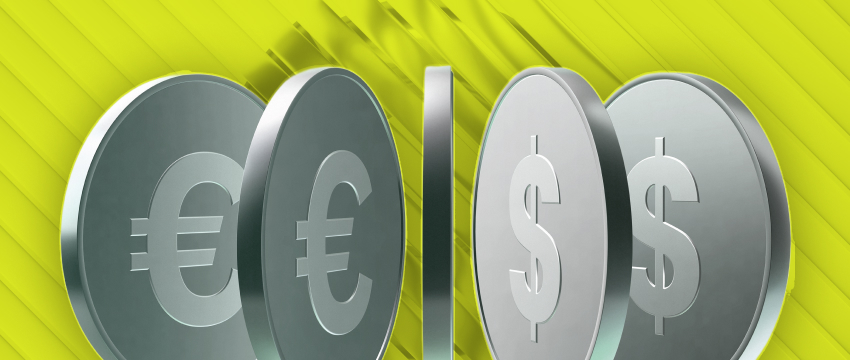 1. Euro and dollar symbols representing the most traded currency pairs in the forex market